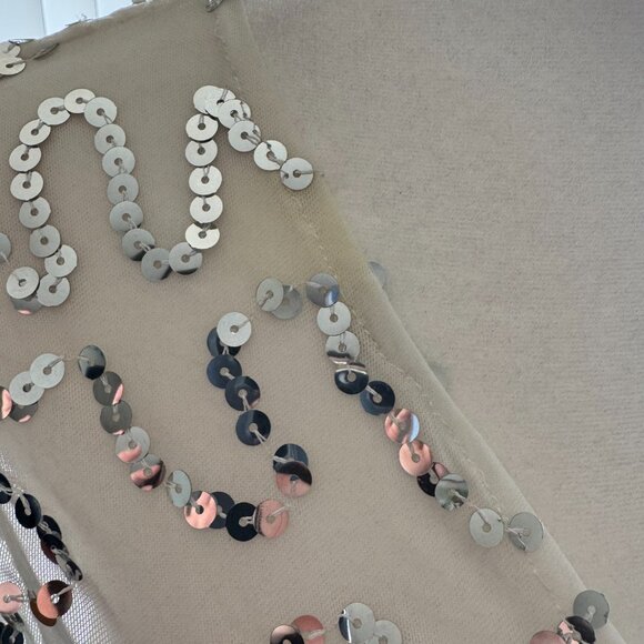 Ladies Cropped Sequin Cardigan Jacket Shirt Long Sleeve Top Betsey Johnson SZE L - Picture 12 of 15